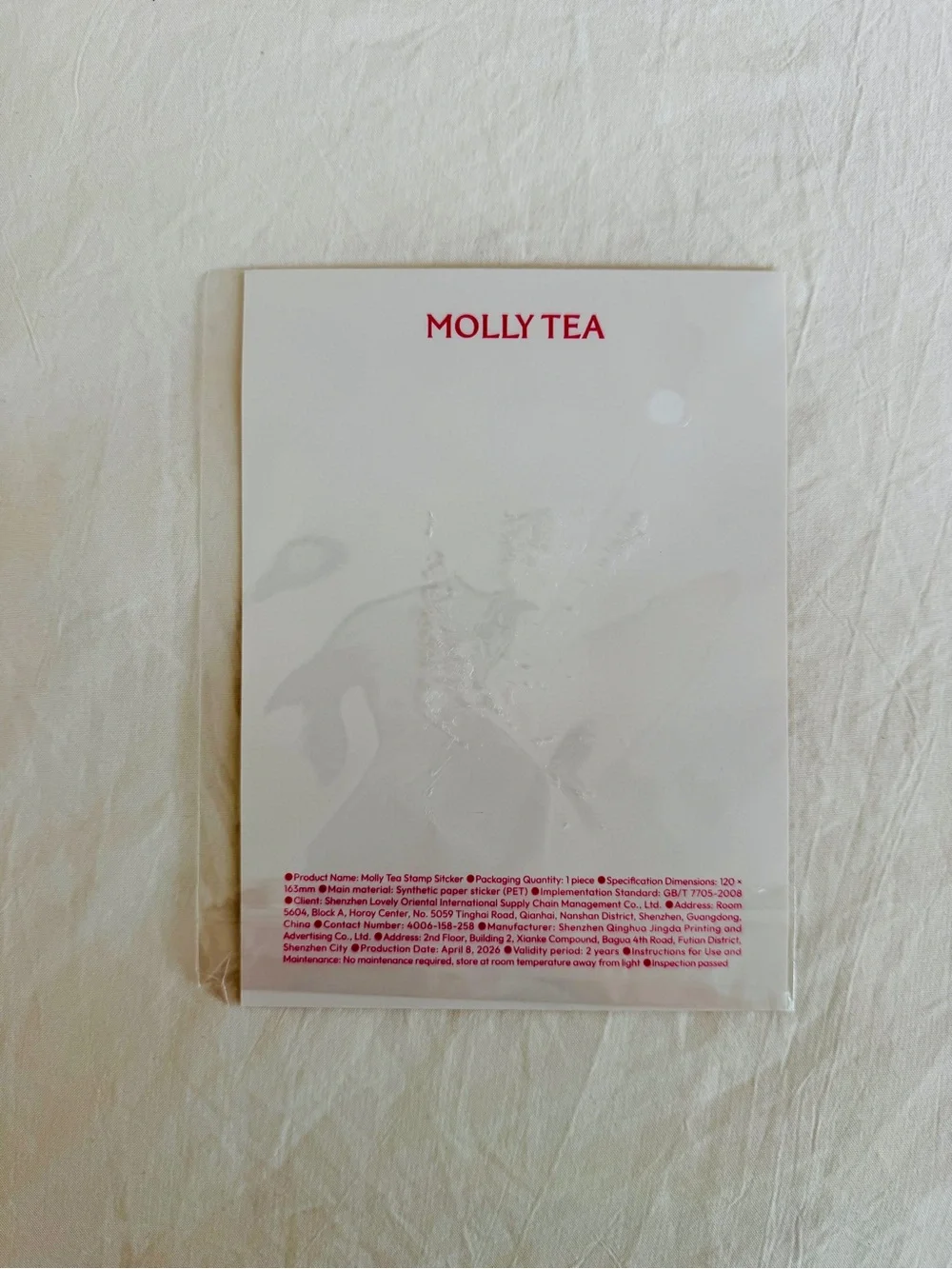 molly tea exclusive sip into thailand stamp sticker pack, brand new